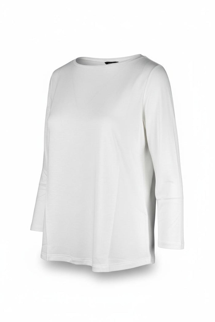 t-shirt donna manica 3/4 dettagli lurex bianco