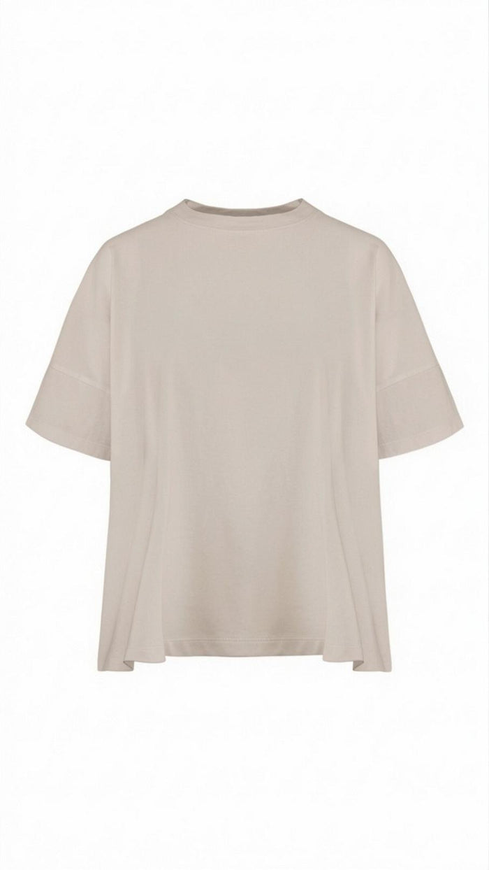 t-shirt donna mezza manica a scatola in cotone cipria
