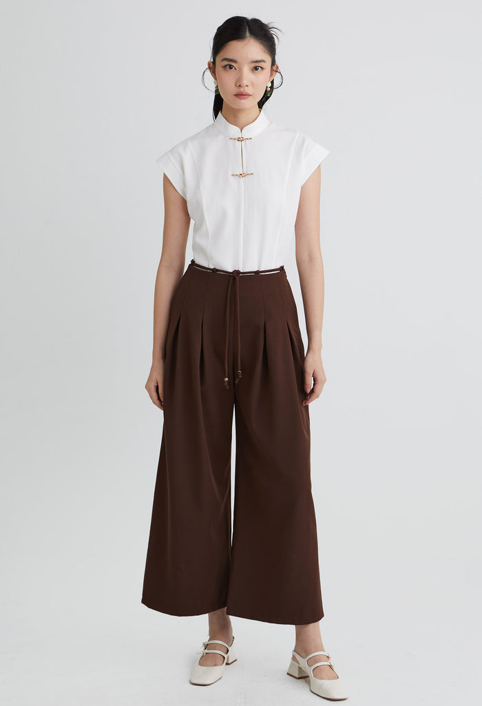 Tailored Shoe-string Pleated Pants
