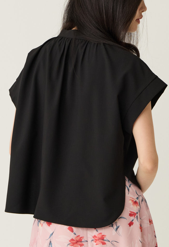 Tie-Front Cap Sleeve Blouse