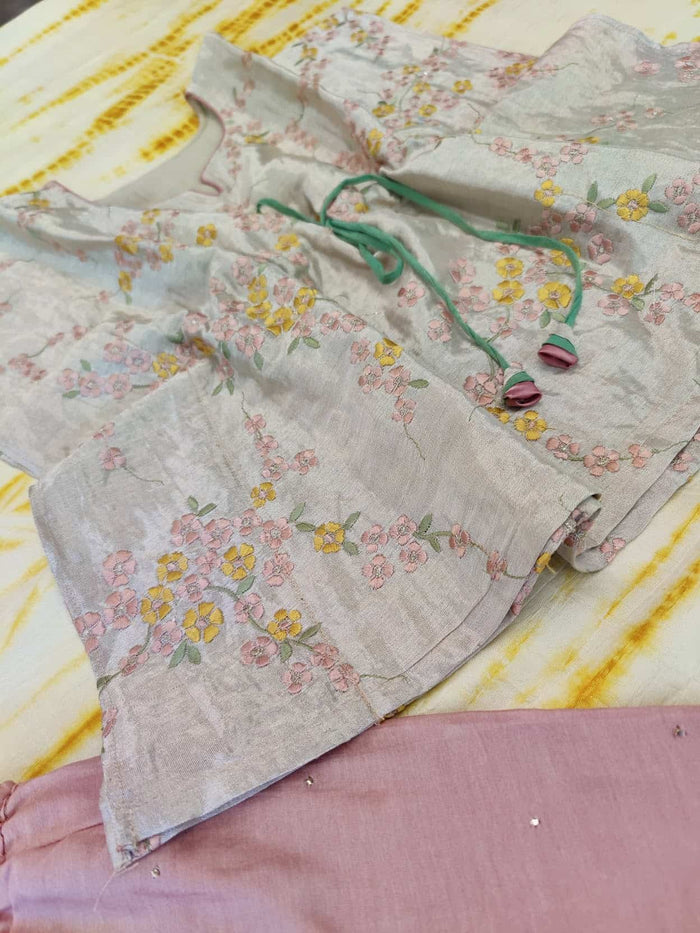 Tissue tussar kaftan with pants