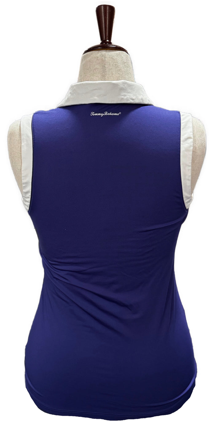 Tommy Bahama Golf Indigo & White Sleeveless Top Size M