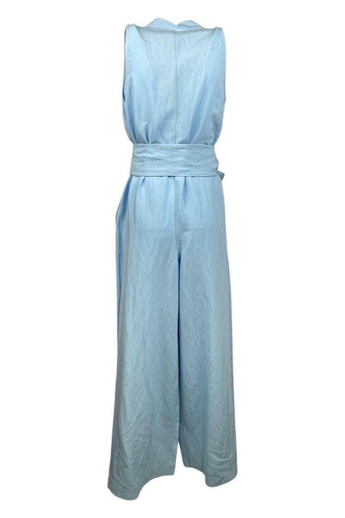 tuta donna in lino azzurro