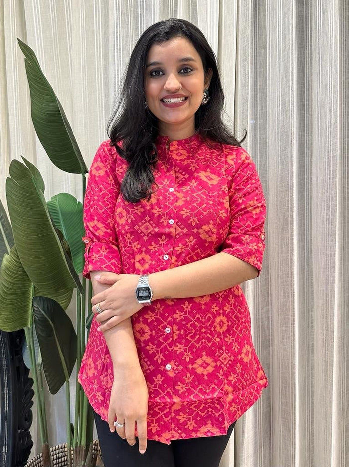 Weekend Rayon Short Kurta- Bright Pink