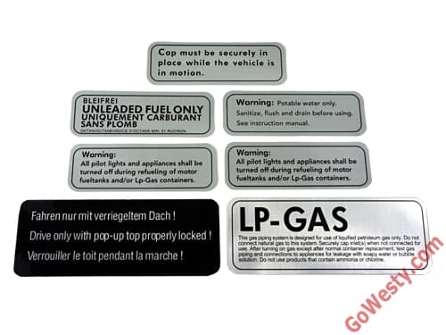 Westfalia label kit for 80-91 Westies