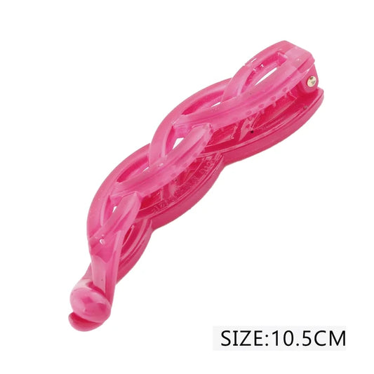 10.5cm Banana Hair Clips - 2-Piece Woven Twist Set (QW2321)