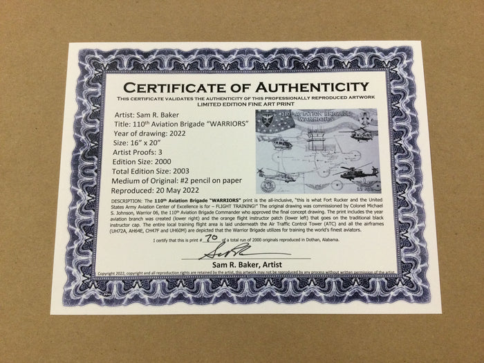 110th Aviation Brigade Warriors Print by Sam Baker