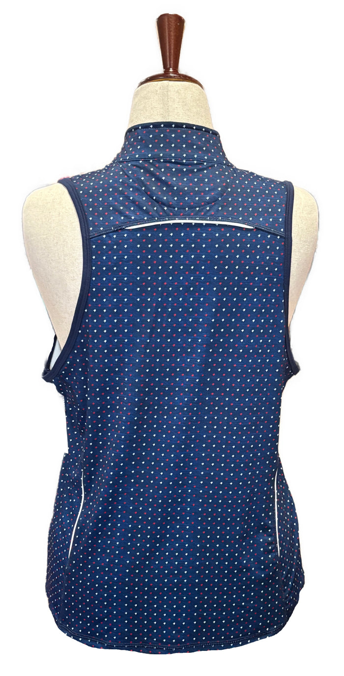1764 Signature Women's VIenna Navy Print Sleeveless Golf Polo Size XL MSP$74