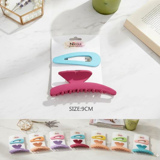 2-Piece Hair Clip Set (Claw + Snap Clip)