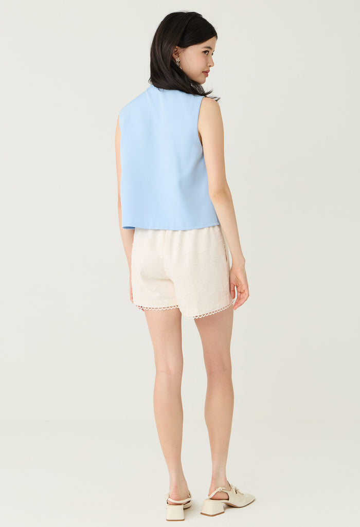 3D Flower Mock Neck Blouse