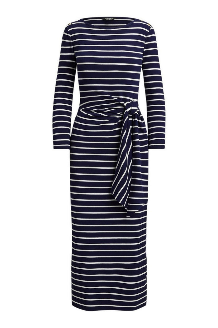 abito donna a righe blu e bianco con nodo
