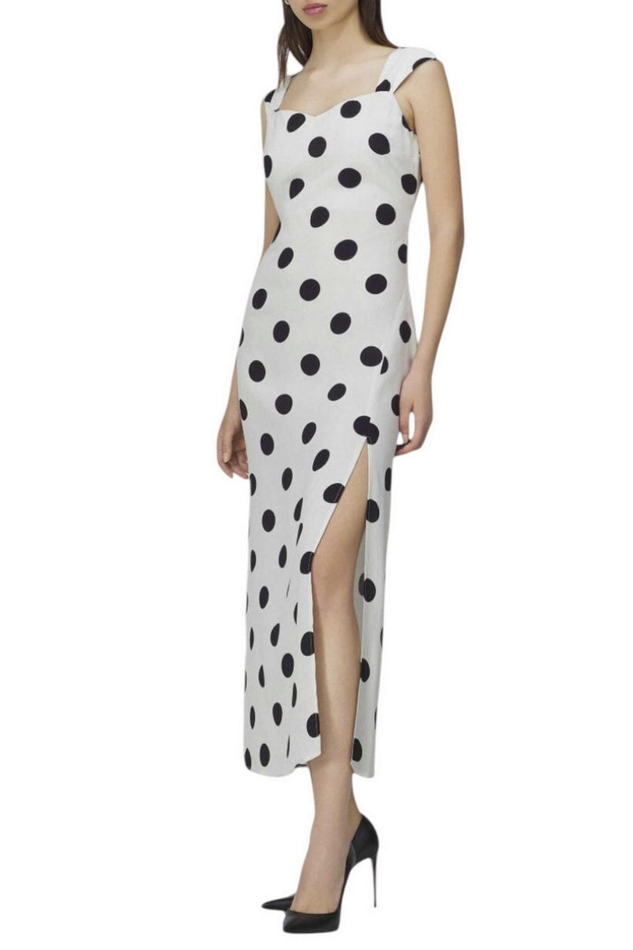 abito donna midi a pois grandi bianco e nero