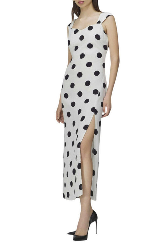 abito donna midi a pois grandi bianco e nero