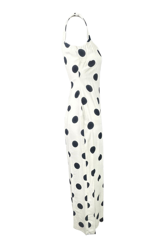abito donna midi a pois grandi bianco e nero
