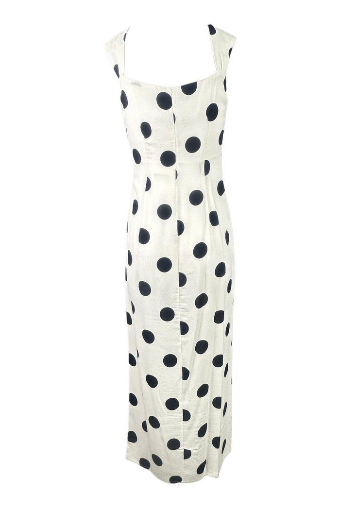 abito donna midi a pois grandi bianco e nero