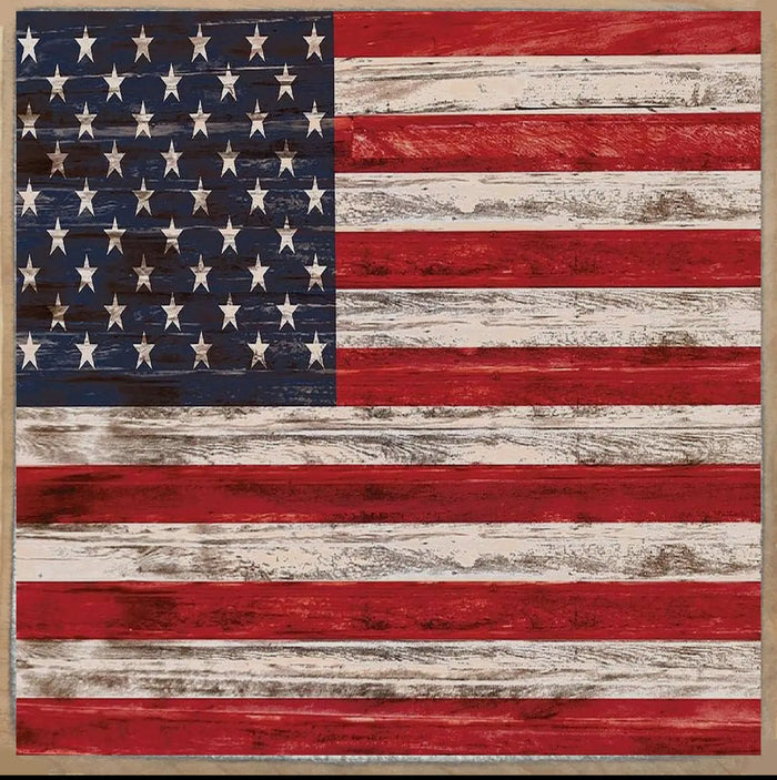 Accessories/Gifts - American Flag Wooden Block Sign