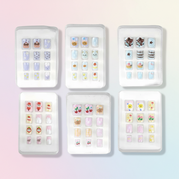 Adorn Girl Kids Press-On Nails – Cute Cartoon Art Fake Nails Set (72 Pieces) (BT07)