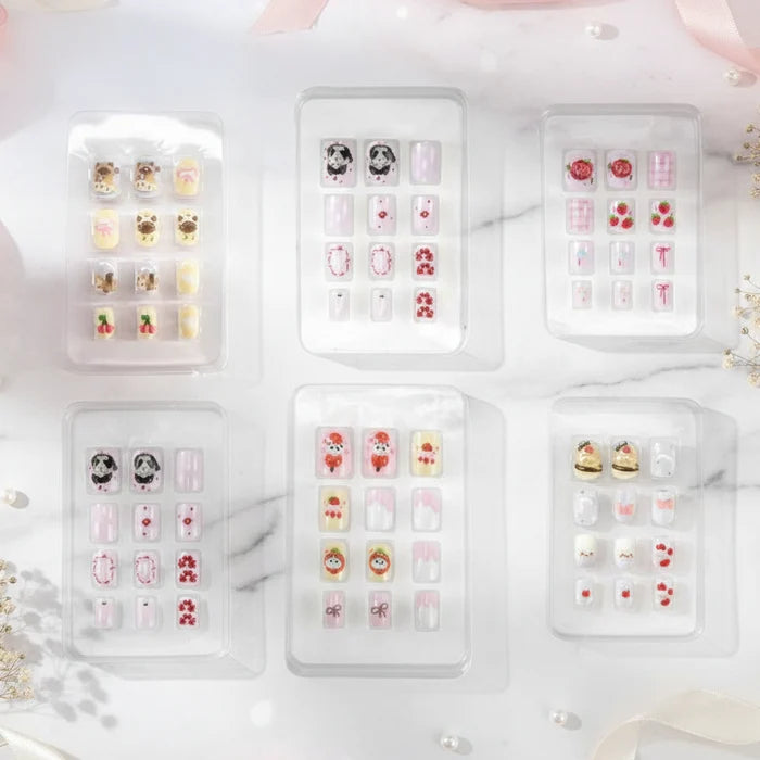 Adorn Girl Kids Press-On Nails Set - BT08 | Cute Cartoon Designs & Easy Application (12 Pcs/Pack) (BT08)
