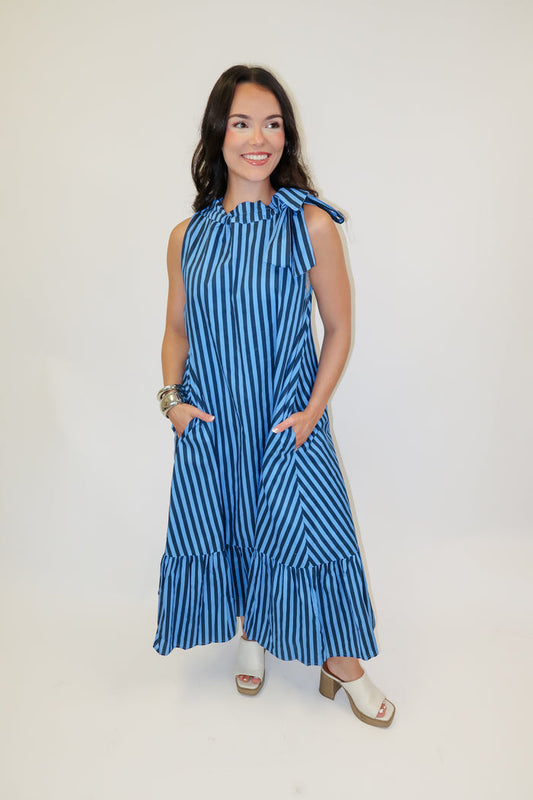 Along The Way Stripe Midi Dress - The Pink Tulip Clothing