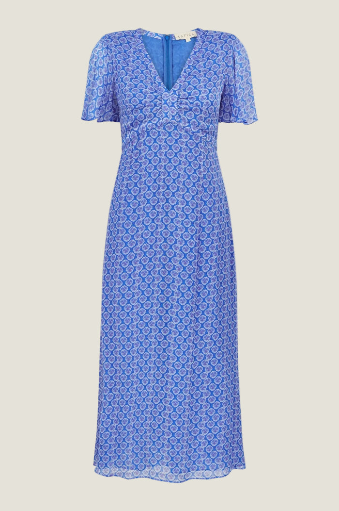 APPROVED Anais Crinkle Chiffon Dress | Bloom Blue/Cobalt - Aspiga