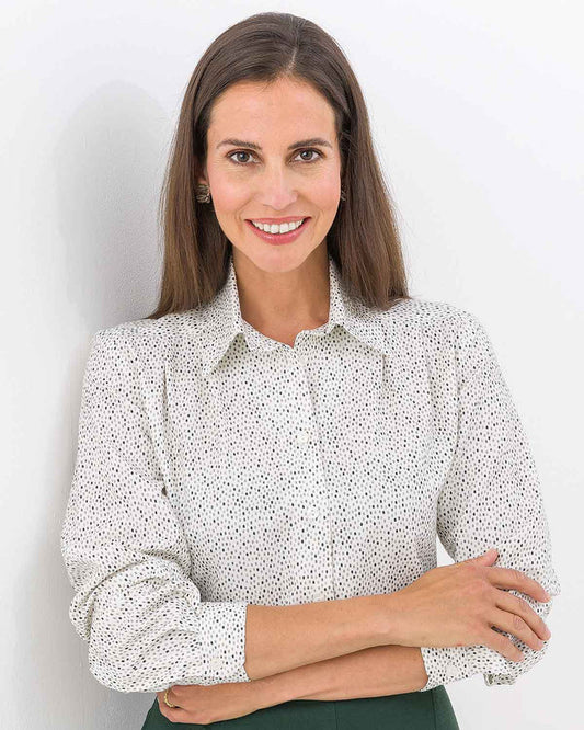 Andrea Patterned Cotton Long Sleeve Blouse - Image 1 - The Classic Boutique