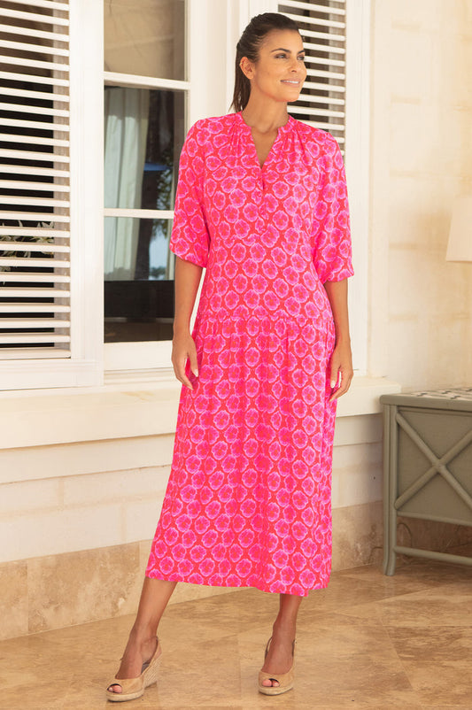 Annabel EcoVero™ Dress | Bloom Pink/Red
