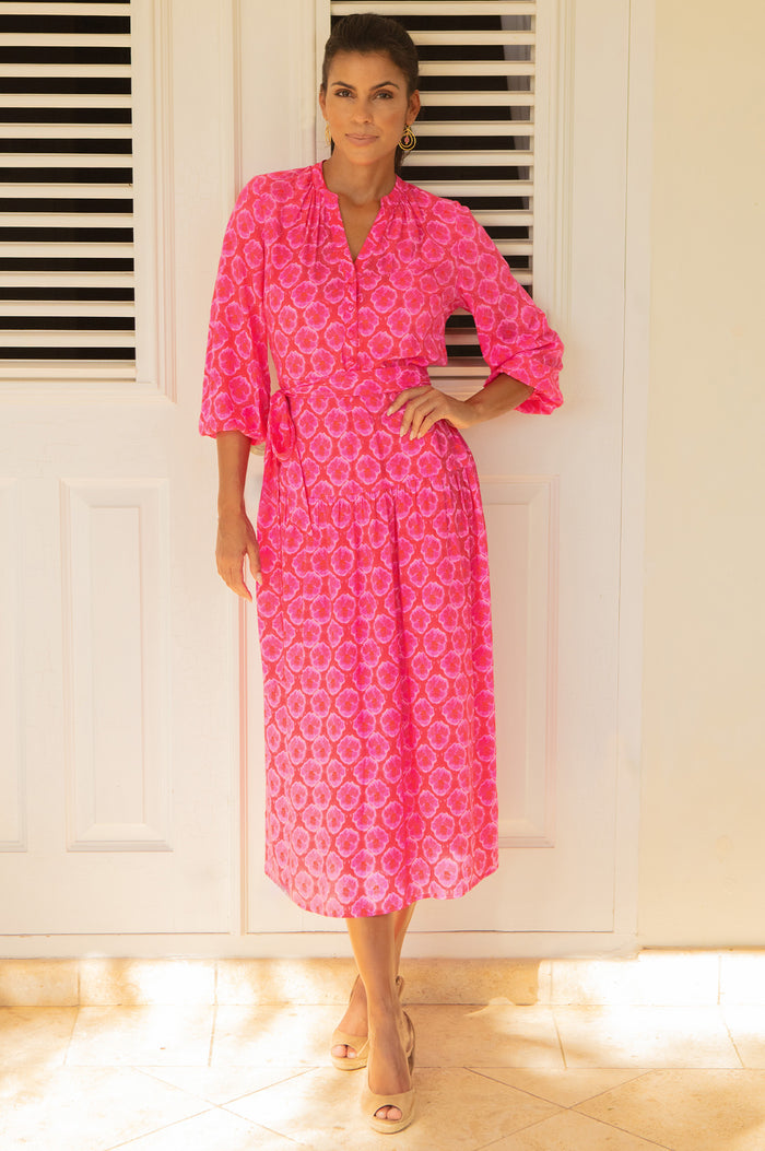 Annabel EcoVero™ Dress | Bloom Pink/Red