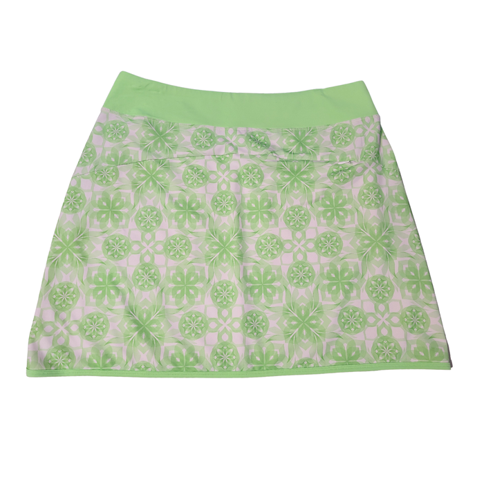 Annika by Cutter & Buck Lime & White Aztec Print Golf Score Size L MSP$100