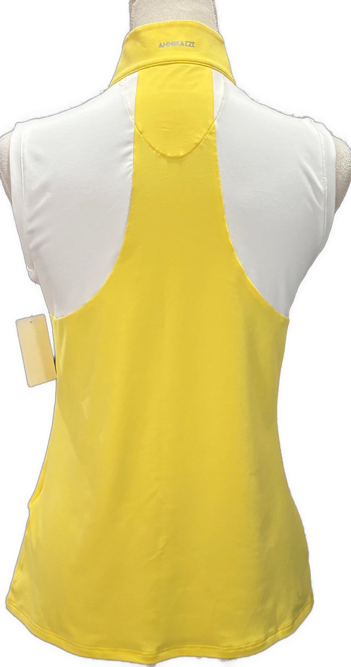 Annika by Cutter & Buck Yellow Sleeveless 1/2 Zip Golf Polo Size S