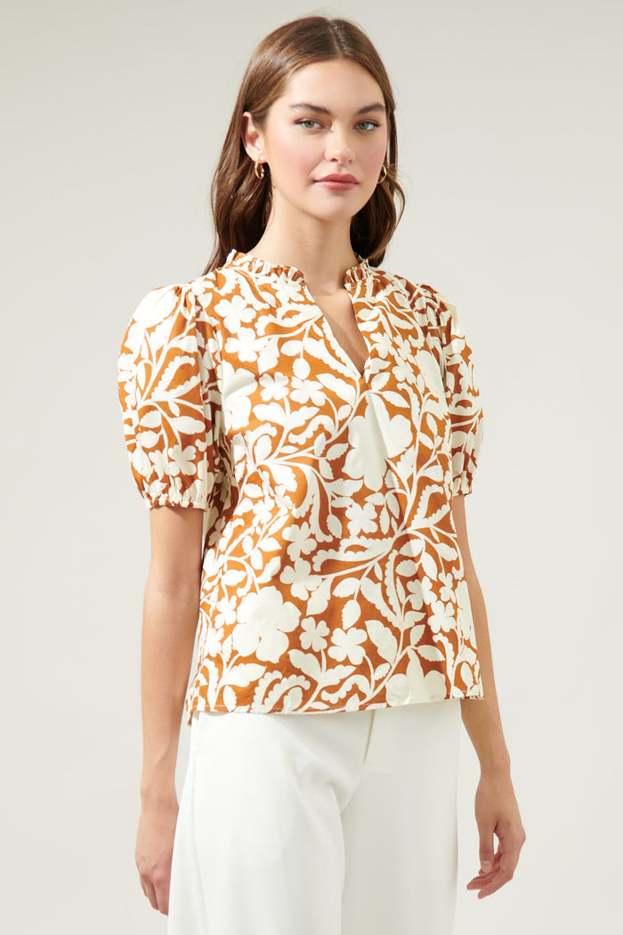 Aurelia Floral Kenni Split Neck Top