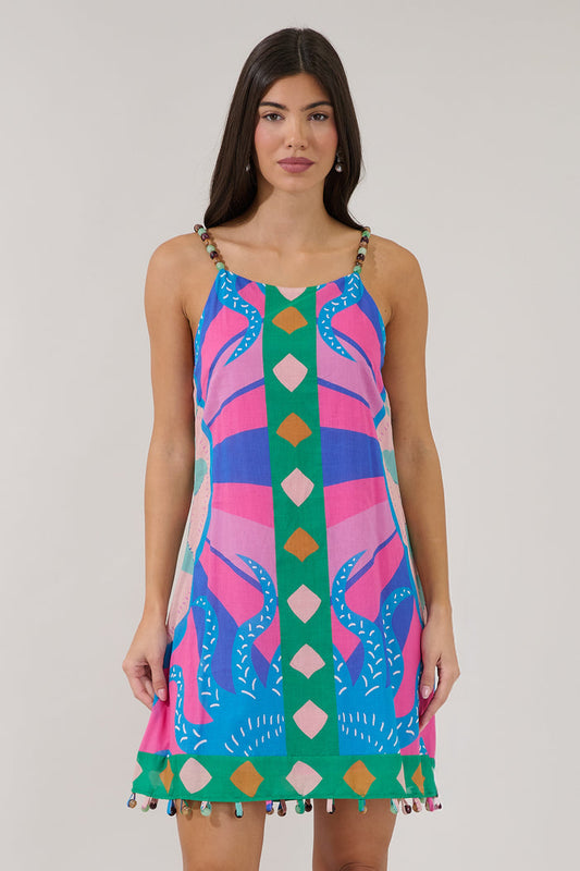 Aurey Beaded Sleeveless Mini Dress Tropical