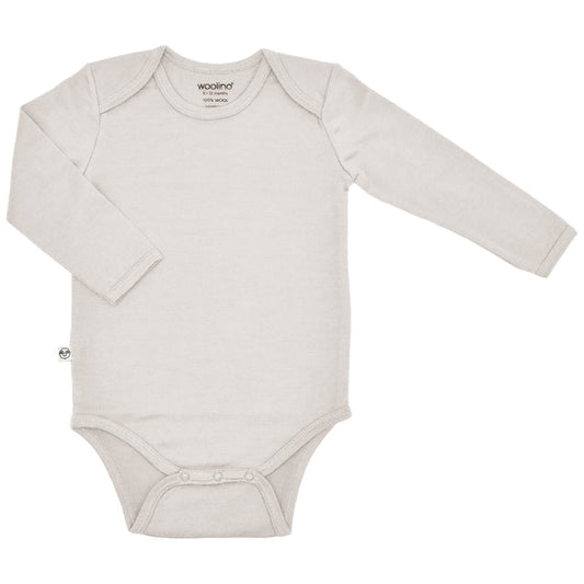Baby Bodysuit, Long Sleeve, Merino Wool, Oat