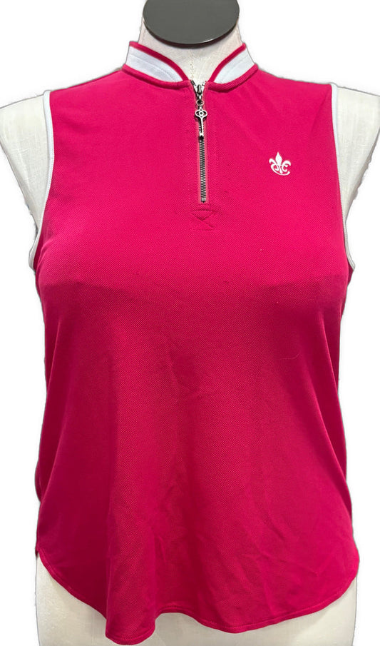 Belyn Key Magenta Pique Sleeveless Golf Top w/Logo Size L MSP$108