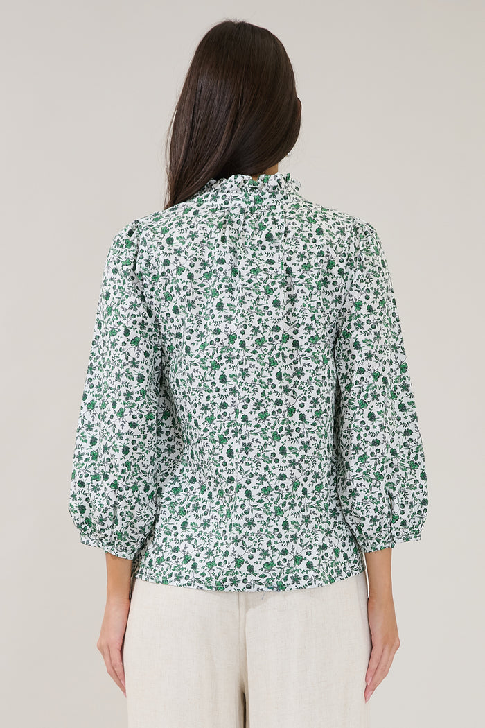 Berty Button Down Long Sleeve Top Floral