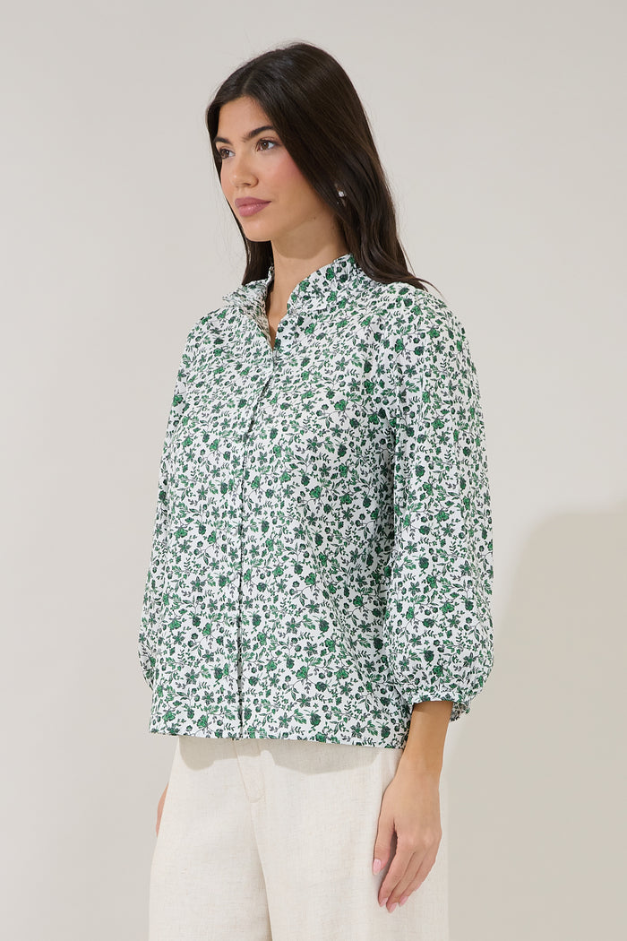 Berty Button Down Long Sleeve Top Floral
