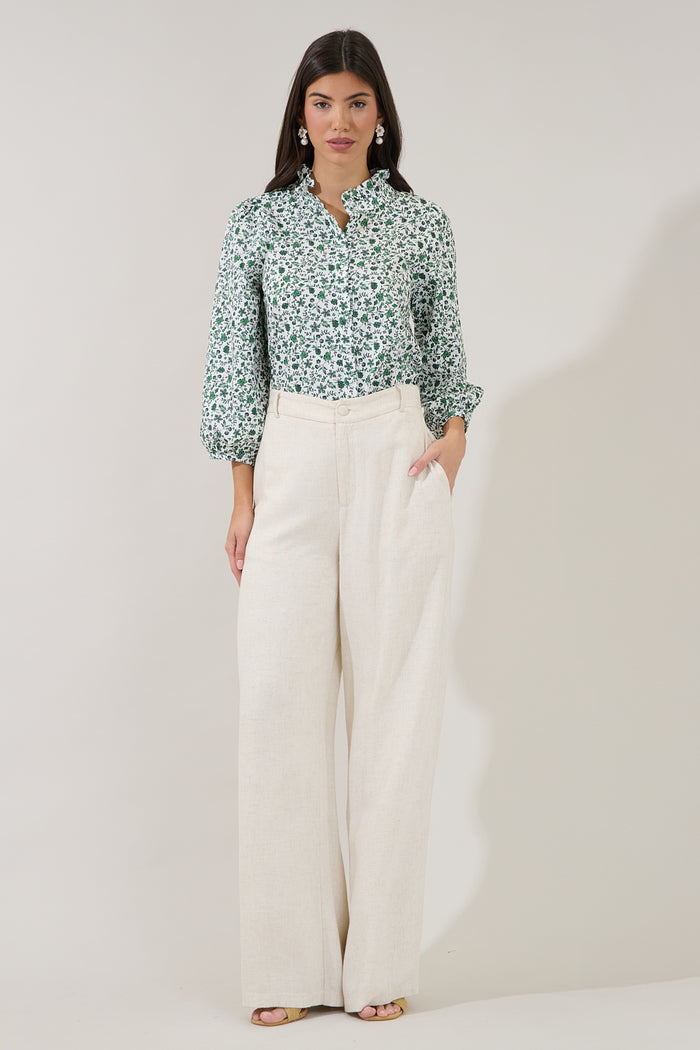 Berty Button Down Long Sleeve Top Floral