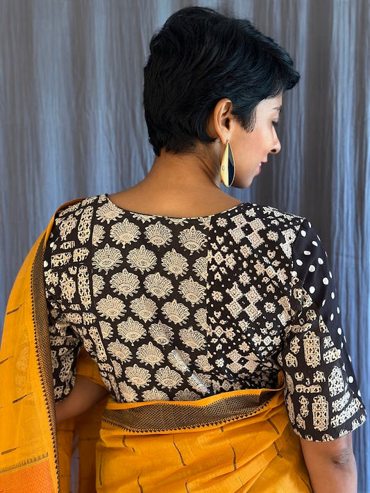 Black cotton jwala blouse