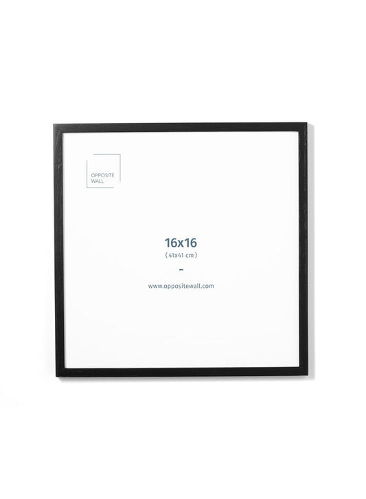 Scandinavian black oak frame by Opposite Wall - with trendy Overlap leaf photography -  Front of the wood frame - size 16x16 inches