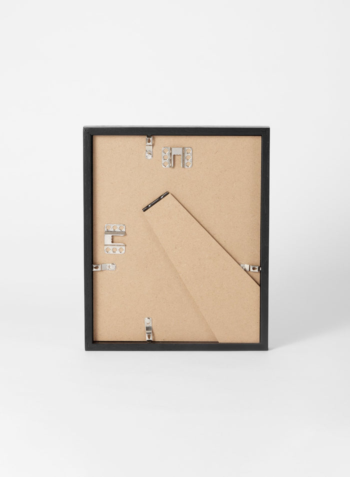 Scandinavian black oak frame by Opposite Wall - Back of the frame and metal fasteners