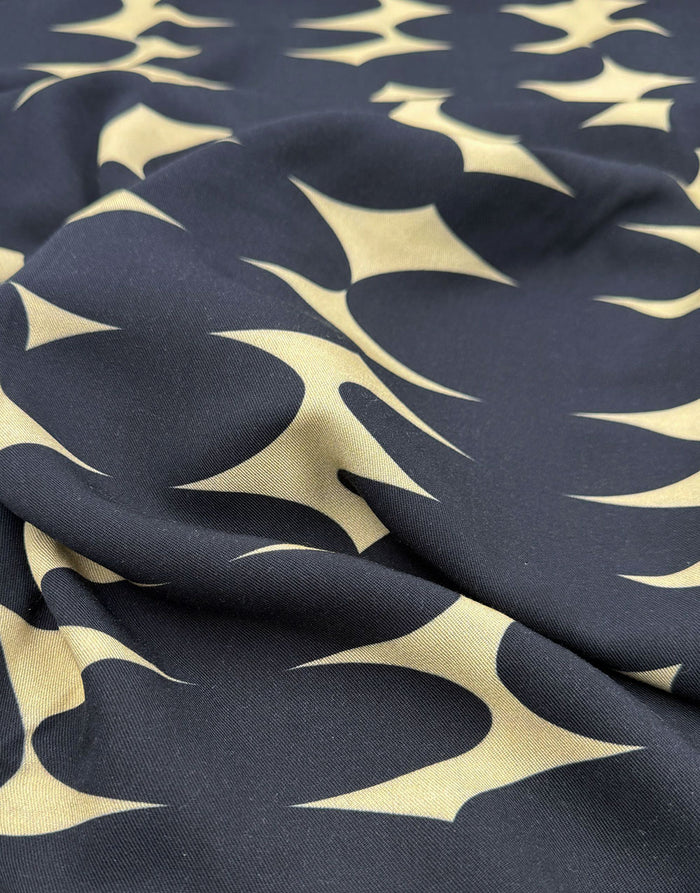 Black Pebble Lines Light & Lush Viscose Fabric