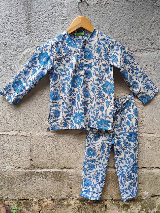 Blue and white floral printed PJ