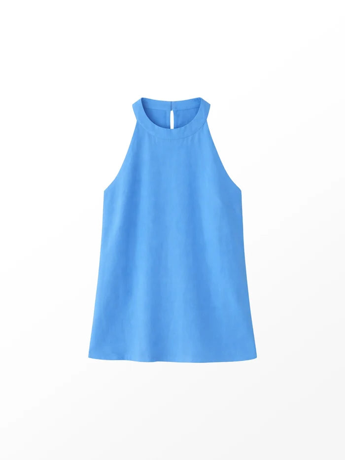 Blue Linen Blend Halter Top