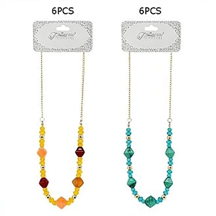 Bohemian Faux Malachite Beaded Necklace – 18" Fashion Jewelry with Gold Spacers (NCS-3332ST)