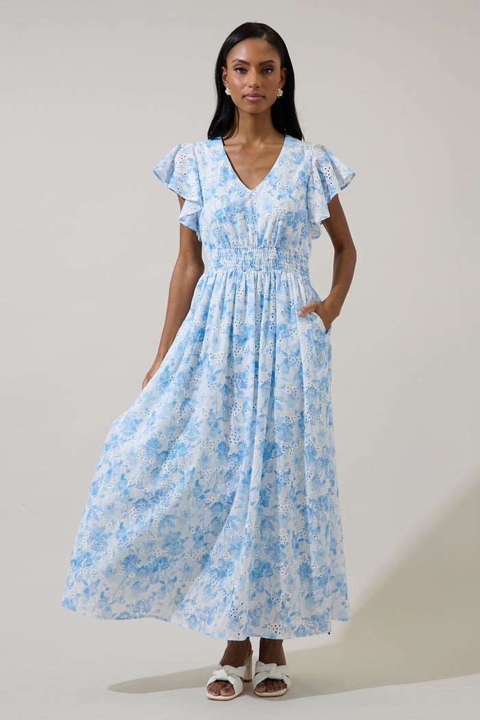 Boleta Eyelet Smocked Maxi Dress