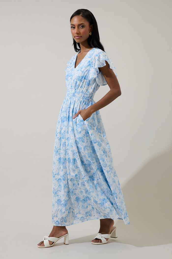 Boleta Eyelet Smocked Maxi Dress