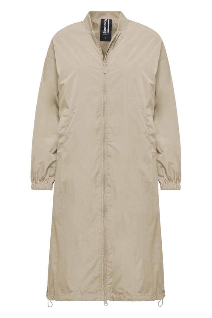 bomber donna lungo in nylon ecru