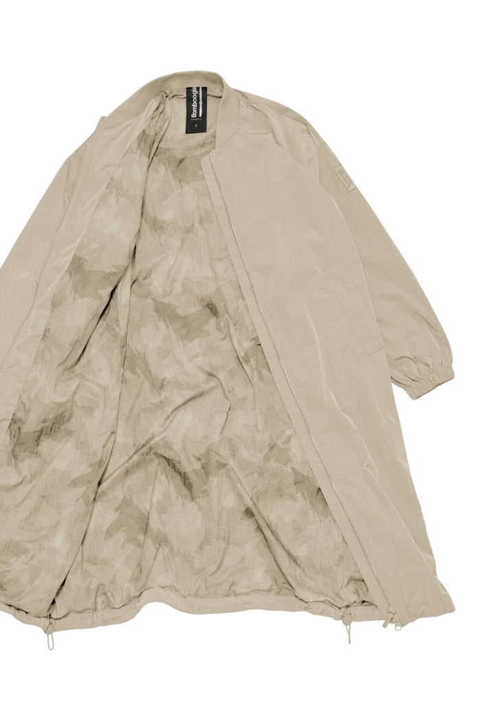 bomber donna lungo in nylon ecru