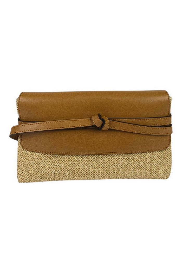 borsa donna belty in rafia e pelle naturale  e cuoio