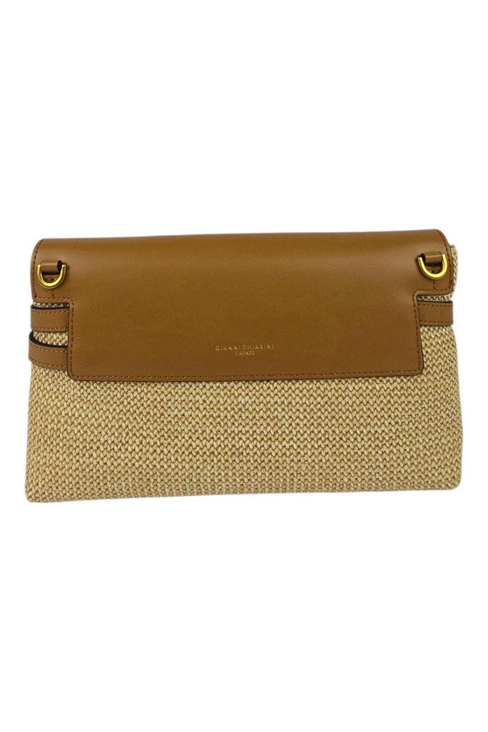 borsa donna belty in rafia e pelle naturale  e cuoio