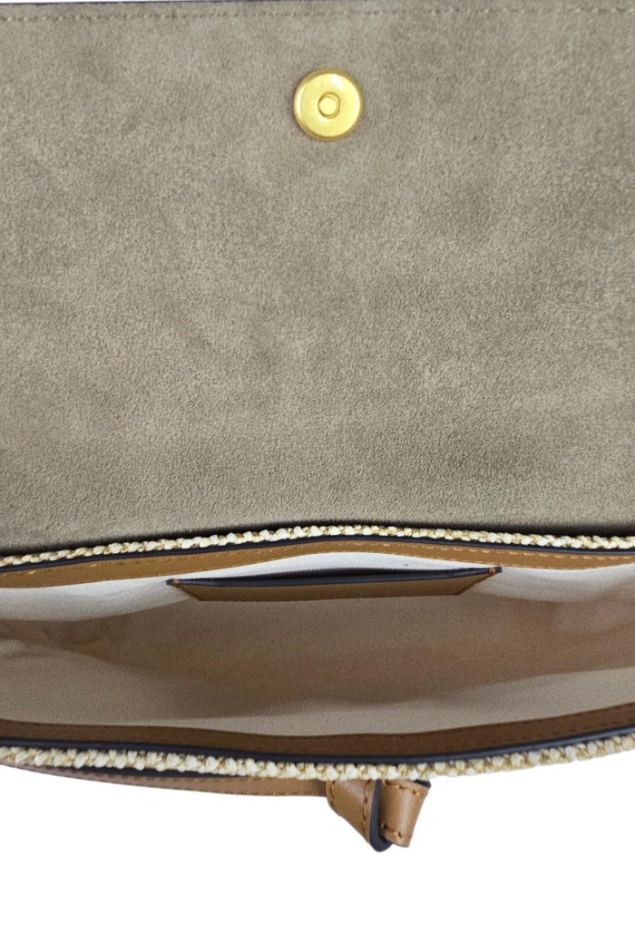 borsa donna belty in rafia e pelle naturale  e cuoio